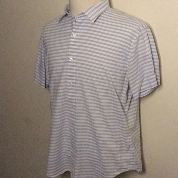 Bonobos Slim Fit Blue and White Striped Short Sleeve Button-Down Shirt (sz XL) - Picture 2 of 4